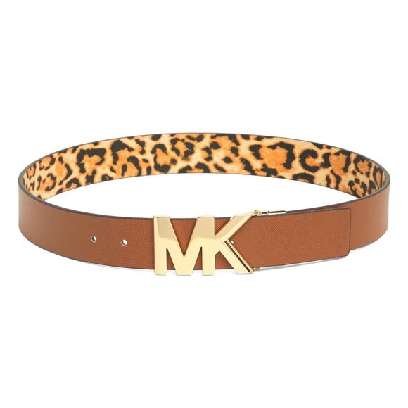 NWT Michael Kors Reversible Belt with MK Buckle leopard - Picture 4 of 4